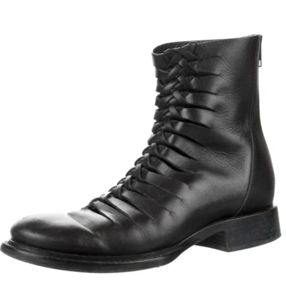 Ann Demeulemeester Shoes - Rare ANN DEMEULEMEESTER Black Cut-out Leather Low Boots (Size 7)